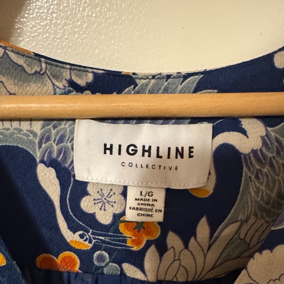 Floral Navy Wrap Dress with Gold Accents - Picture 2 of 10